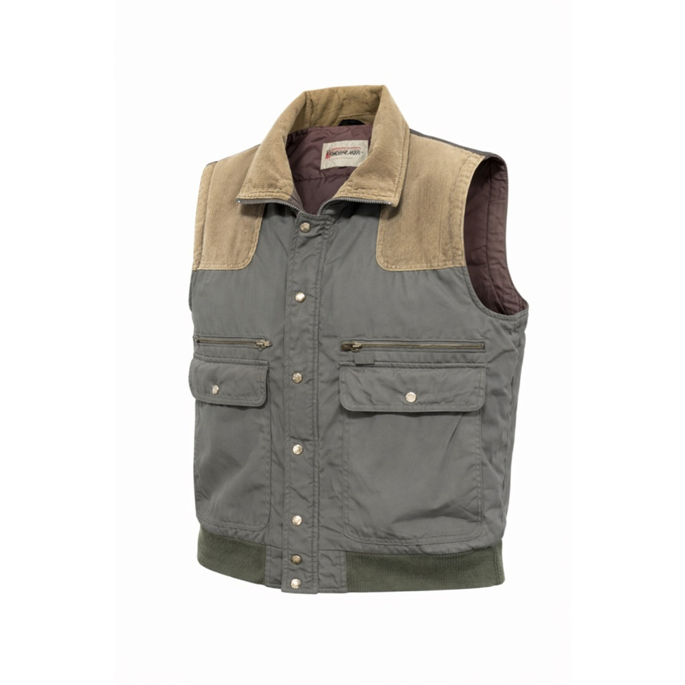 Vintage 70s Windbreaker Men's Puffer Vest Corduroy Size XL Gray Beige